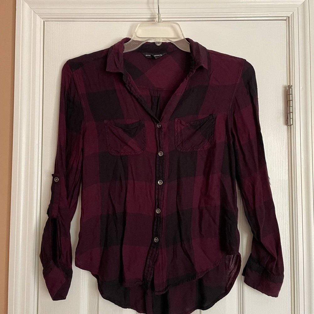 Rock and Republic Purple and Black flannel